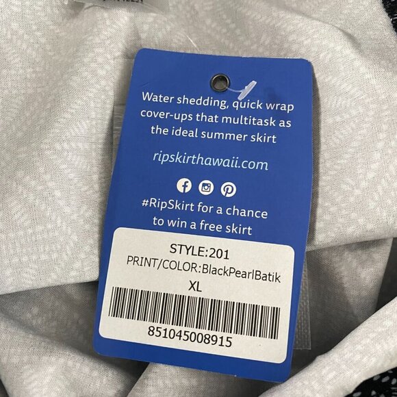Ripskirt Hawaii Wrap Skirt XL Black Pearl‎ Batik Polyester Blend NWT SW-1913 - Picture 9 of 11